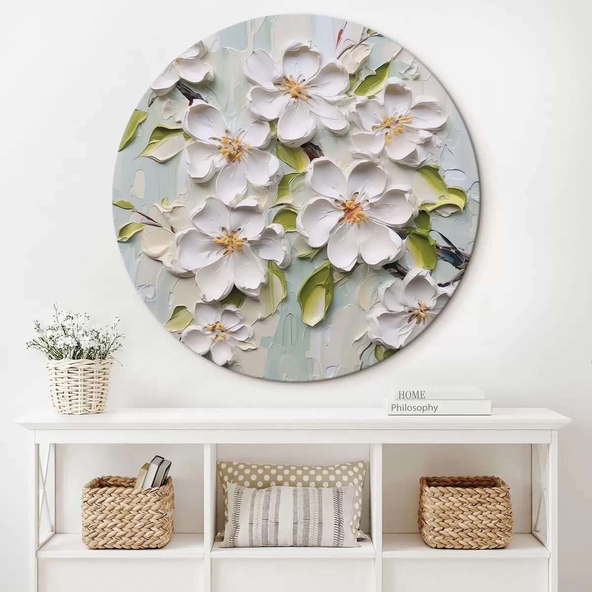 Apvalūs paveikslai Gėlės imitacijos tapyba r46754