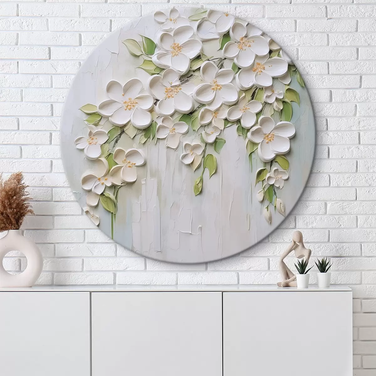 Apvalūs paveikslai Abstrakčių gėlių imitacija tapyboje r46755