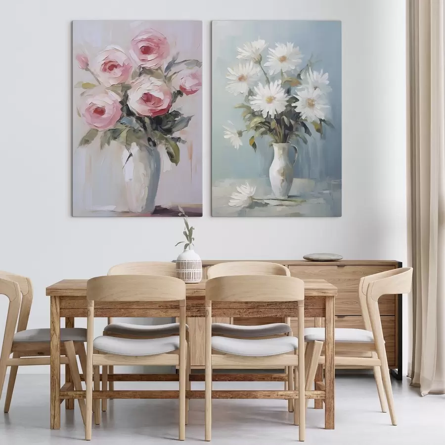 Paveikslėlis Gėlės vazėje imitacijos tapyba m01027