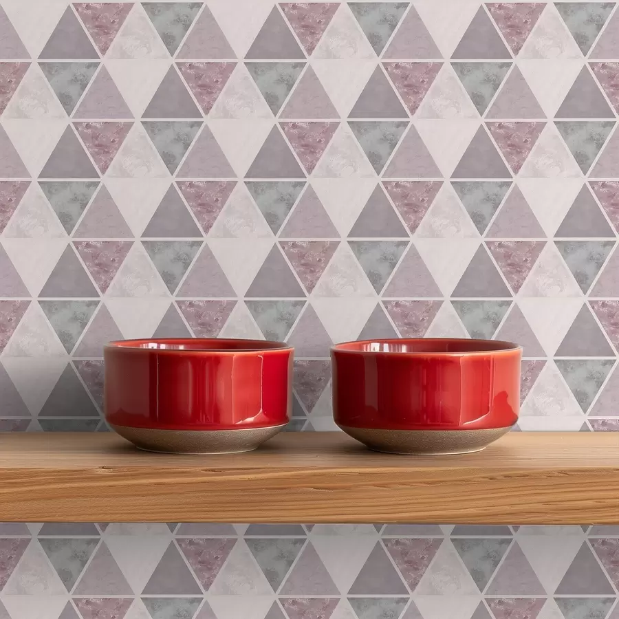 Fototapetai Minkšti trikampiai pilkai rožinės ir pudros spalvos tonais a00918