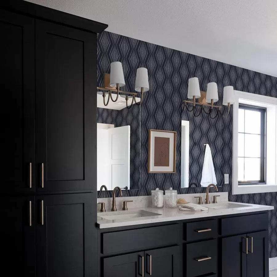 Fototapetai Geometriniai spindulių formos deimantai ant tamsiai mėlyno fono a00925