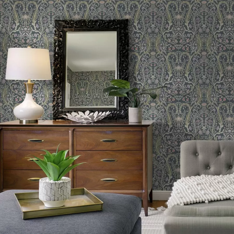 Fototapetai Tas pats ornamentas ant vėsaus pilkai mėlyno fono a00928v1