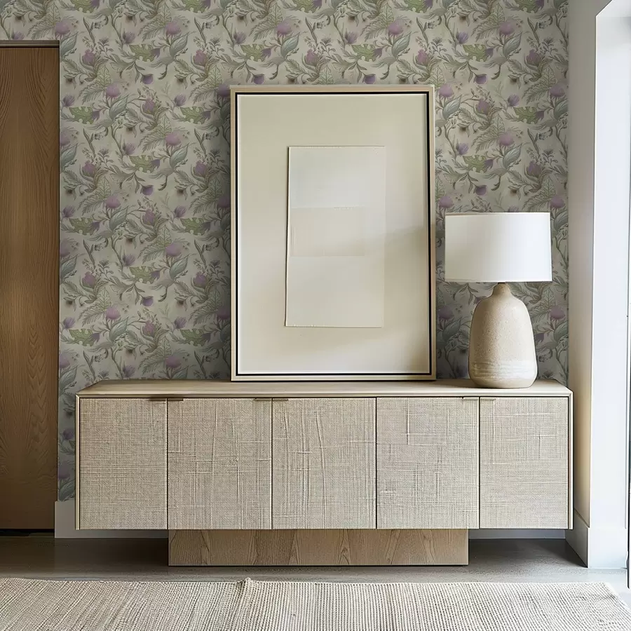 Fototapetai Alyvų pumpurai ir švelni žaluma ant kreminės spalvos fono a00930v2