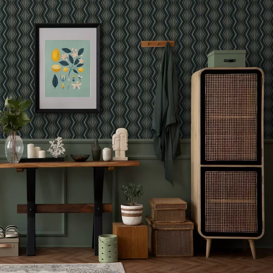 Fototapetai Tamsiai žalios spalvos rombo formos geometrinis raštas a00973v1