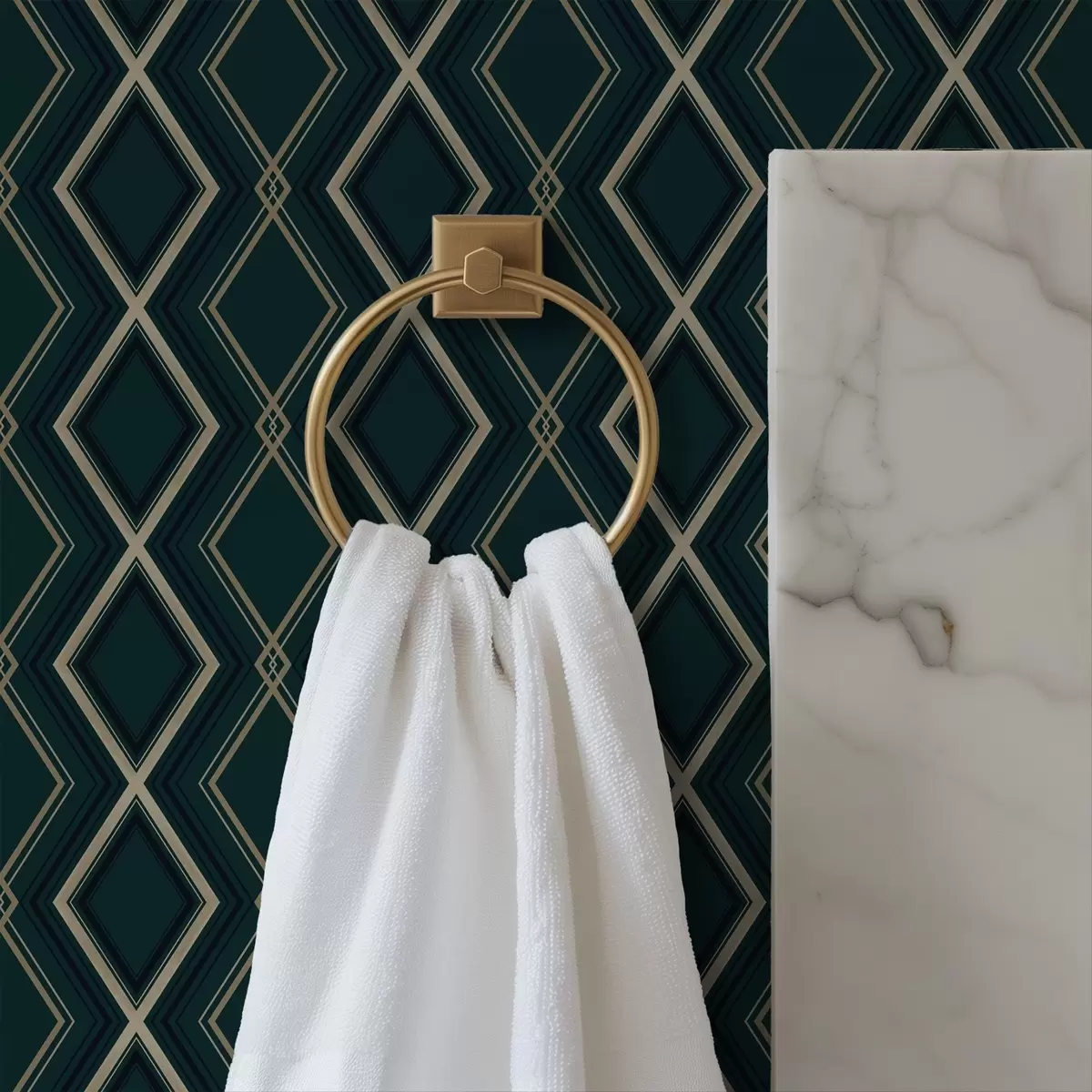 Tapetai Tamsiai žalios spalvos fonas su pasikartojančiu rombo formos tinkleliu a00975v1