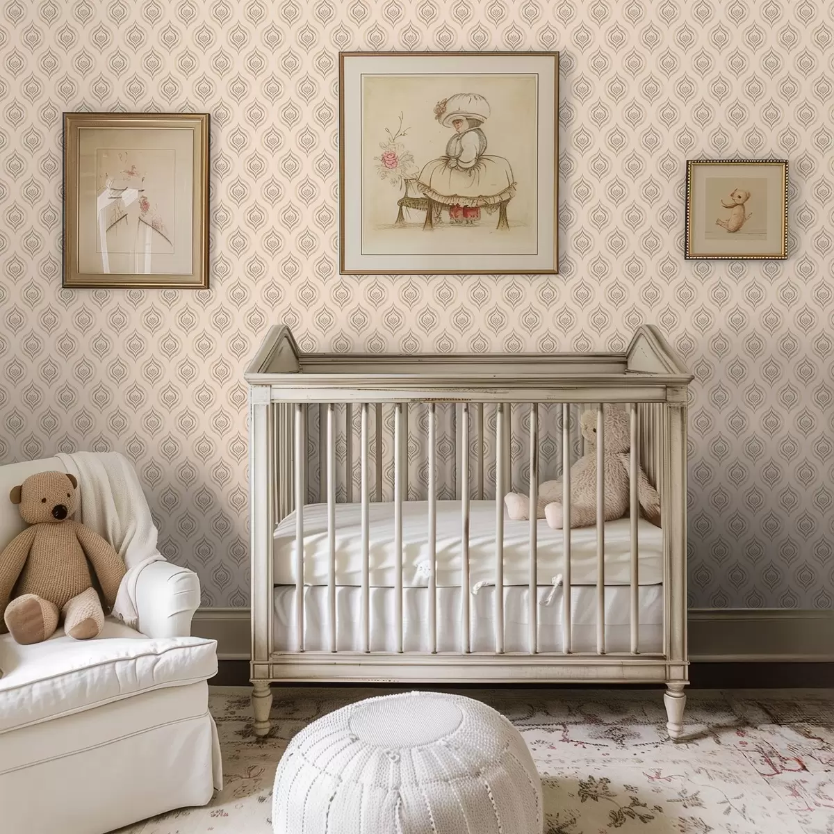 Tapetai Milteliai lašelių motyvai su gėle ant šilto fono a00977v2