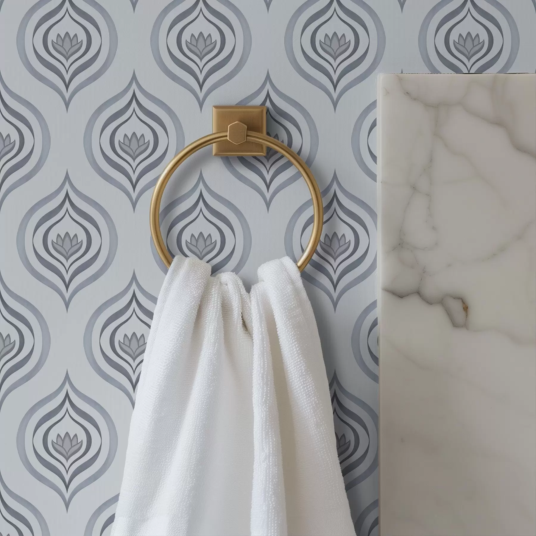 Fototapetai Kietas lašelių motyvas su gėle pilkai mėlynų atspalvių a00977v3