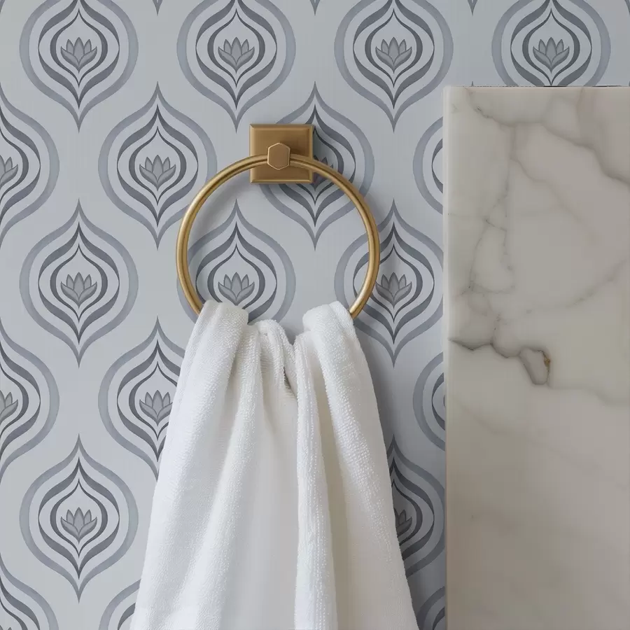 Fototapetai Kietas lašelių motyvas su gėle pilkai mėlynų atspalvių a00977v3