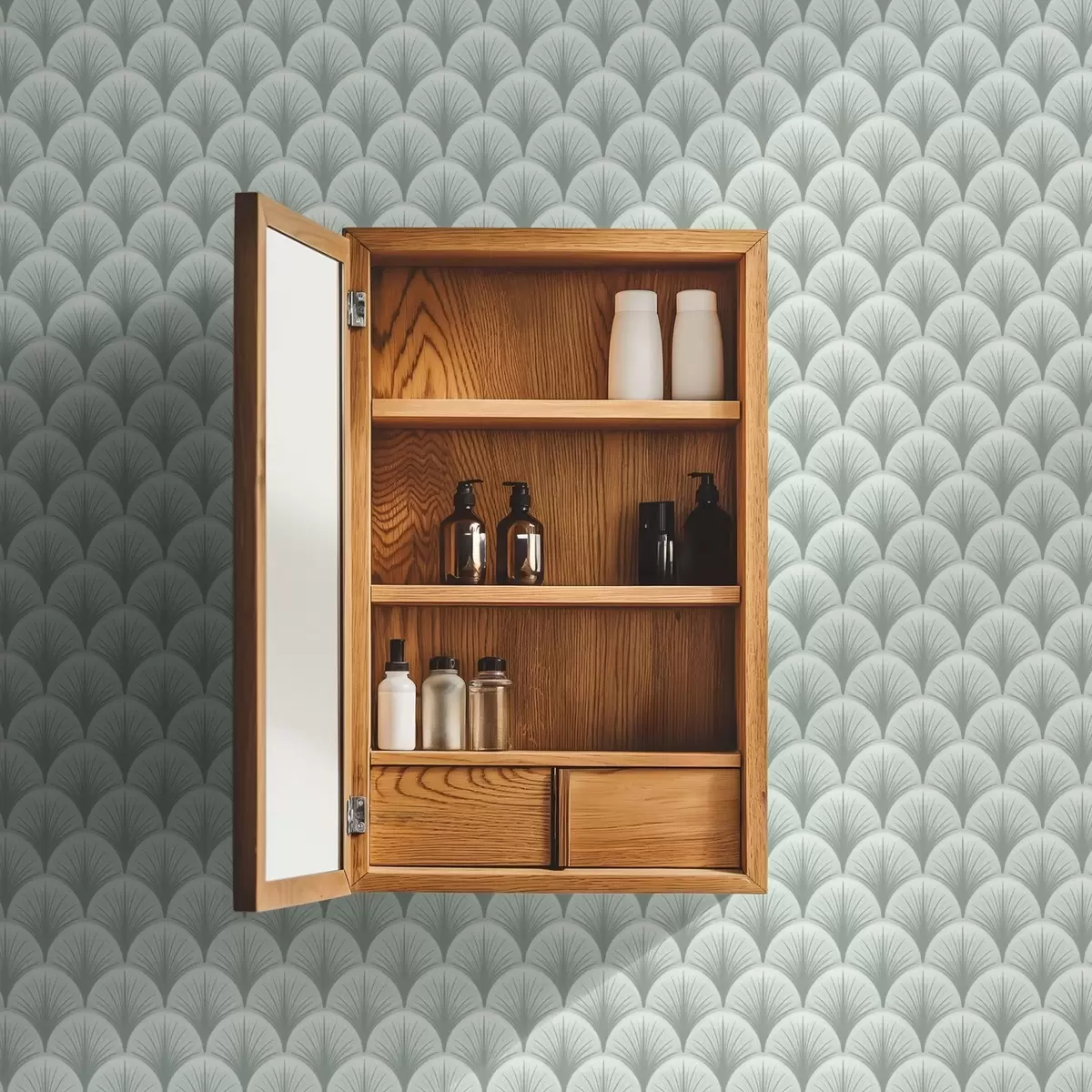 Tapetai Mėtų ventiliatoriaus arkos su spinduliais ant švelnaus žalsvo fono a00978v2