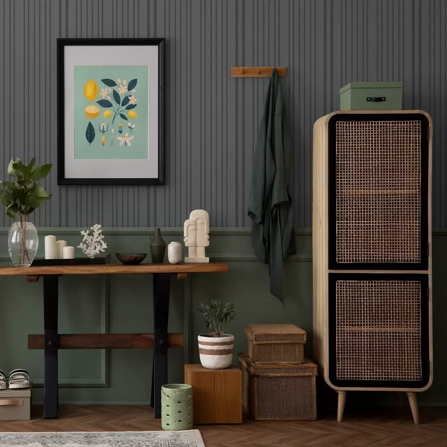 Fototapetai Tamsiai pilkas fonas su vertikaliomis tekstūrinėmis juostomis a00979v1