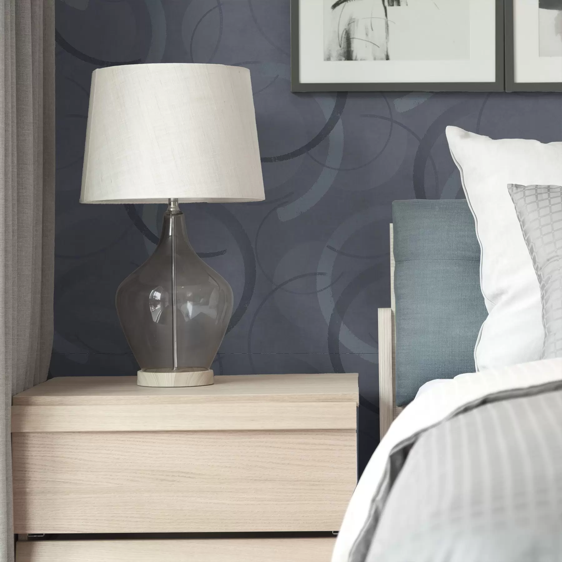 Fototapetai Pusapvaliai ir švelnūs apskritimai vėsioje pilkai mėlynoje paletėje a00980