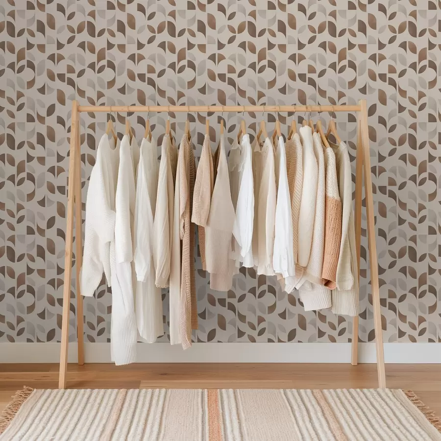 Fototapetai Pusapskritimų ir lapų ritmas šiltų karamelės rudos spalvos tonais a00986v1