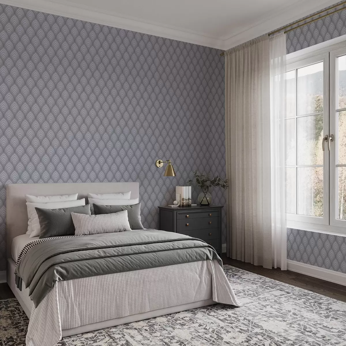 Tapetai Tūriniai pilkos spalvos skalės tipo arkos su švelniu gradientu a00989