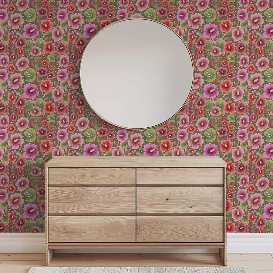 Fototapetai Žydintis hibiskas ant šilto rusvai raudono fono a00993v1