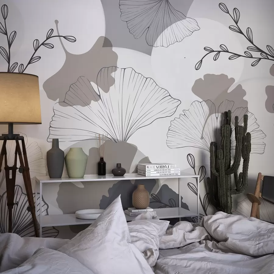 Fototapetai Minimalistinės ginkgo lapai w04913