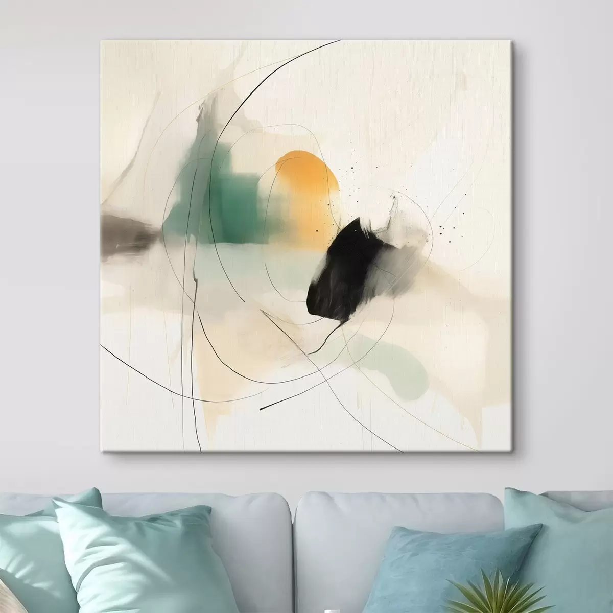 Paveikslėlis Švelni spalvų ir linijų dinamika lengvu abstrakčiu stiliumi s46641