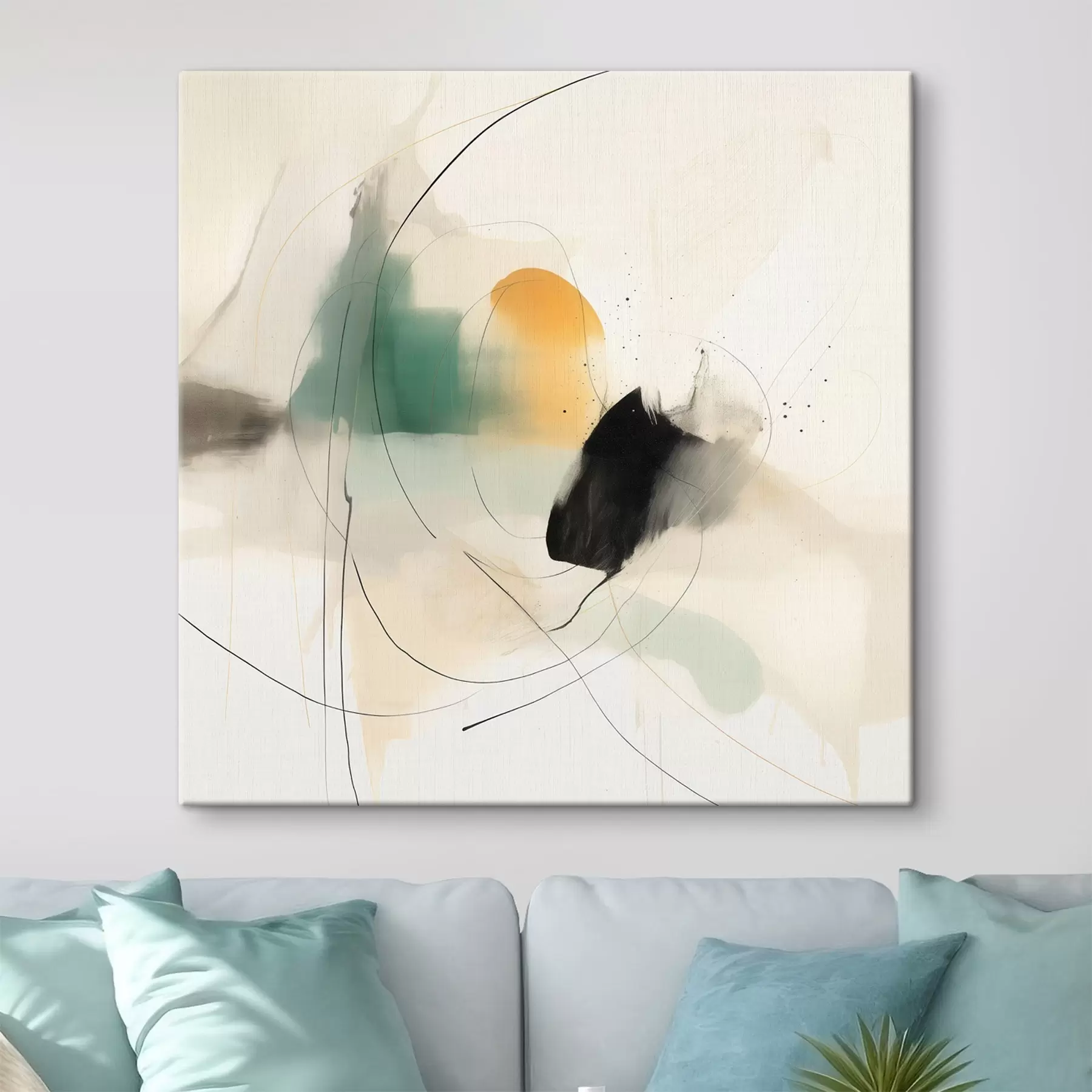 Paveikslėlis Švelni spalvų ir linijų dinamika lengvu abstrakčiu stiliumi s46641