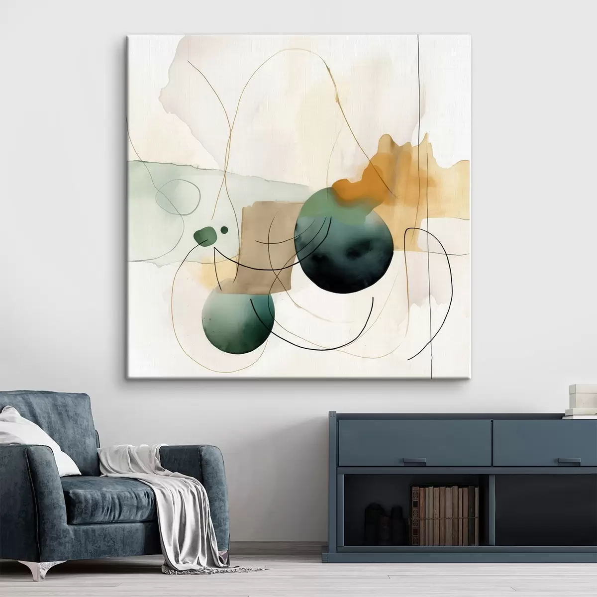 Paveikslėlis Apvalintų siluetų ritmas moderniu akvarelės stiliumi s46648