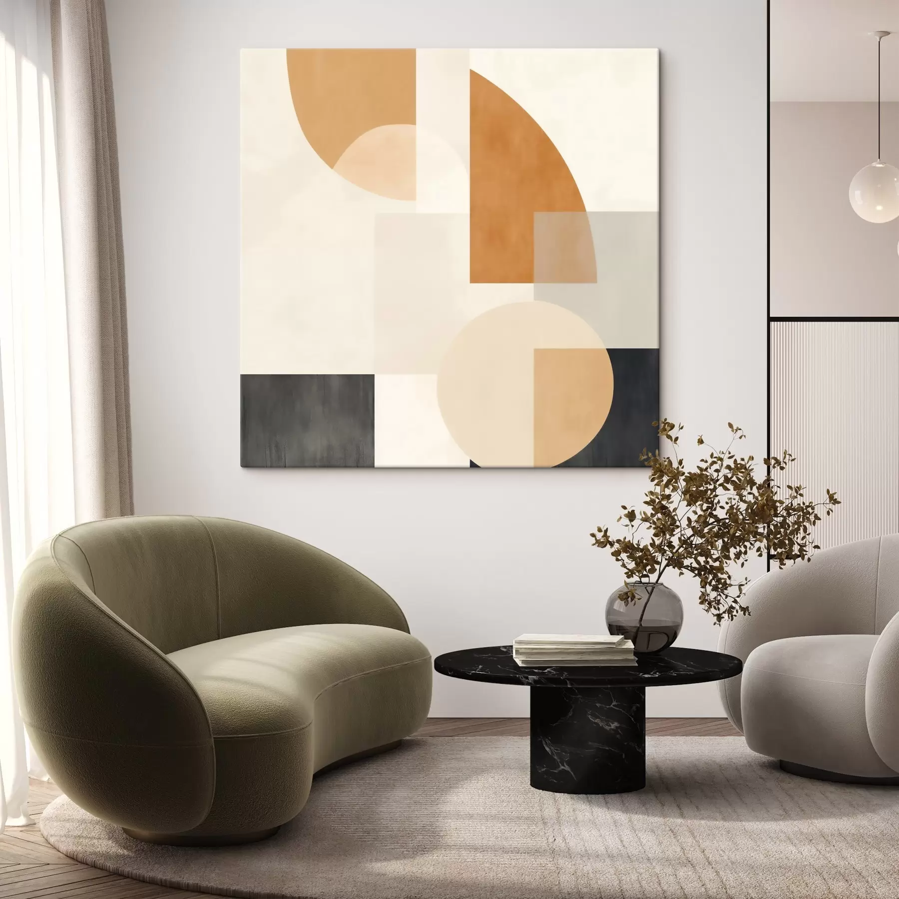 Paveikslėlis Meninė geometrija, deranti apvalias ir tiesines formas s46665