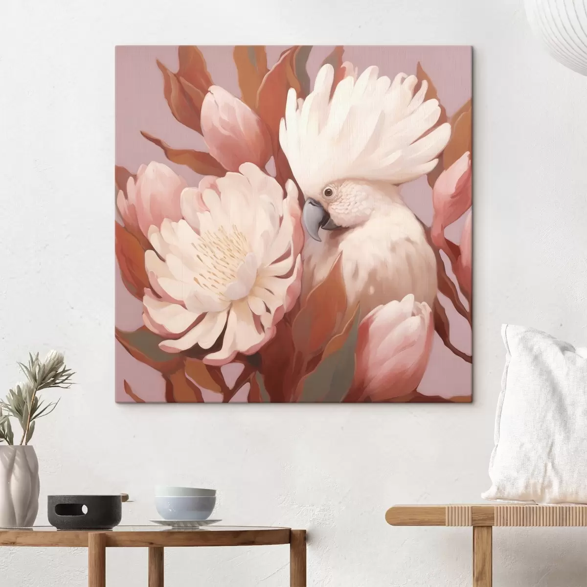 Paveikslėlis Abstraktus meninis paukščio vaizdavimas gėlių kompozicijoje s46667