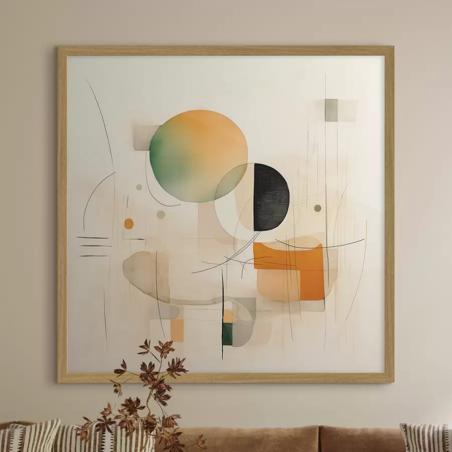 Fototapetai Geometriniai akcentai švelnioje spalvų paletėje, moderniame minimalistiniame stiliuje f46640