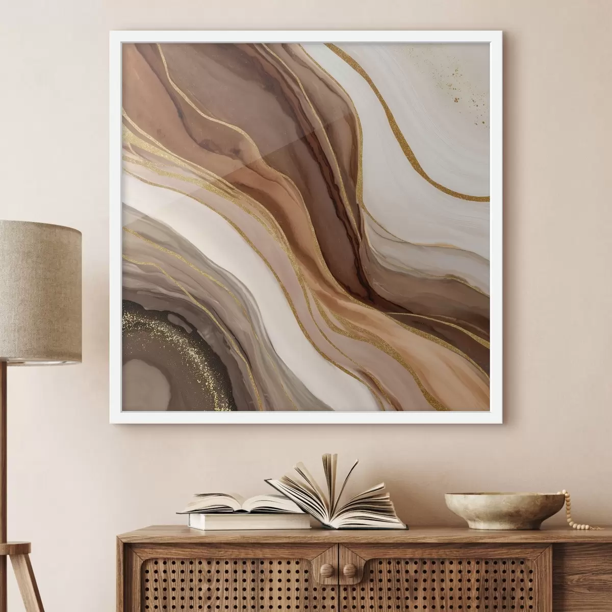 Plakatas Akmens kompozicija medžio atspalviais f46642