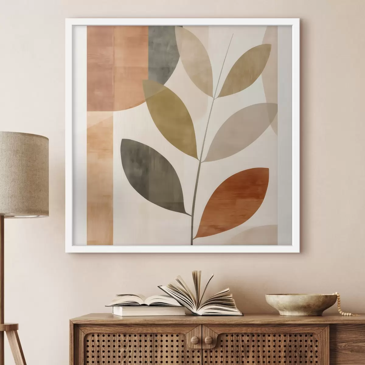 Plakatas Šiltas lapų kompozicija lyrišku minimalistiniu stiliumi f46646