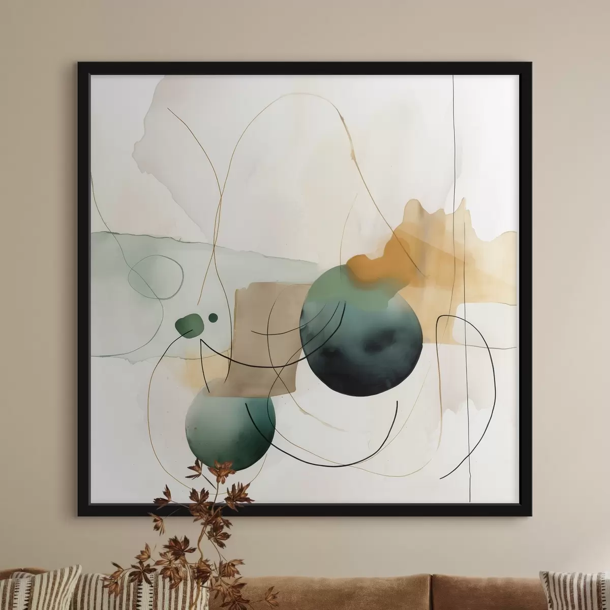 Plakatas Apvalintų siluetų ritmas moderniu akvarelės stiliumi f46648