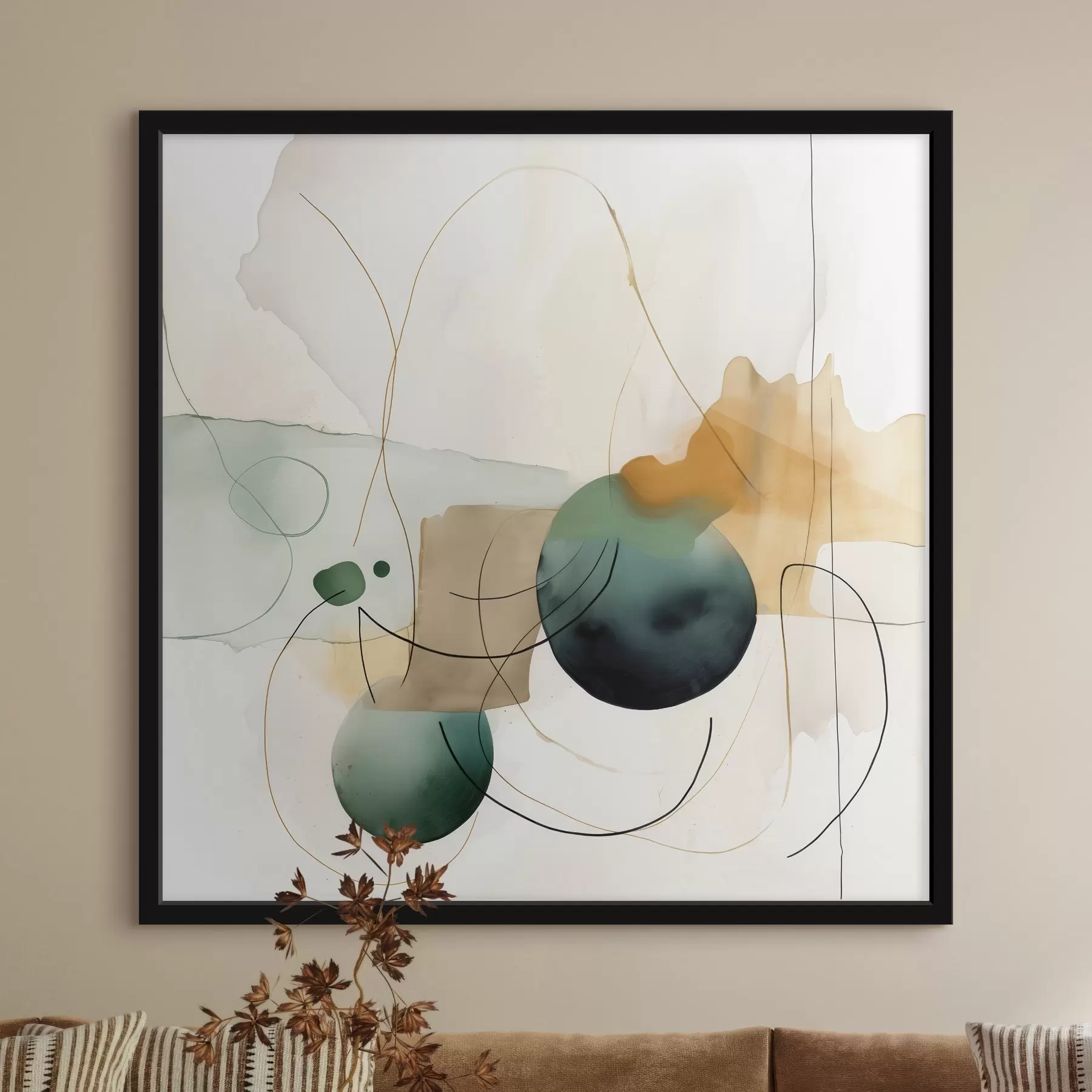 Fototapetai Apvalintų siluetų ritmas moderniu akvarelės stiliumi f46648