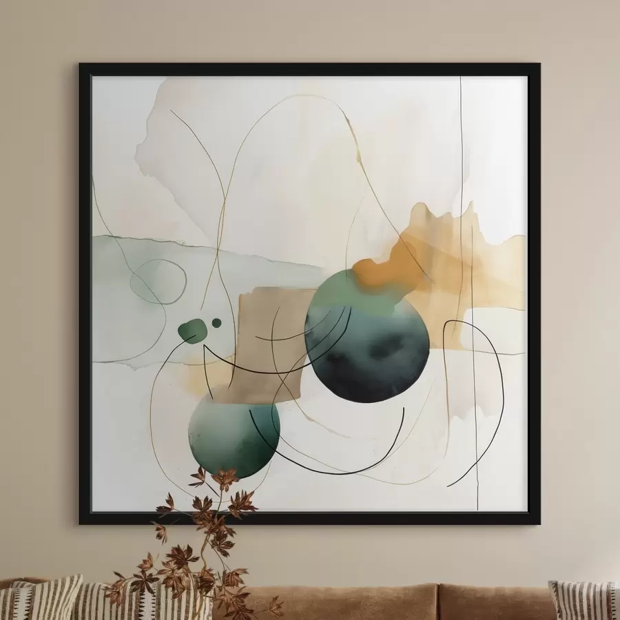 Fototapetai Apvalintų siluetų ritmas moderniu akvarelės stiliumi f46648