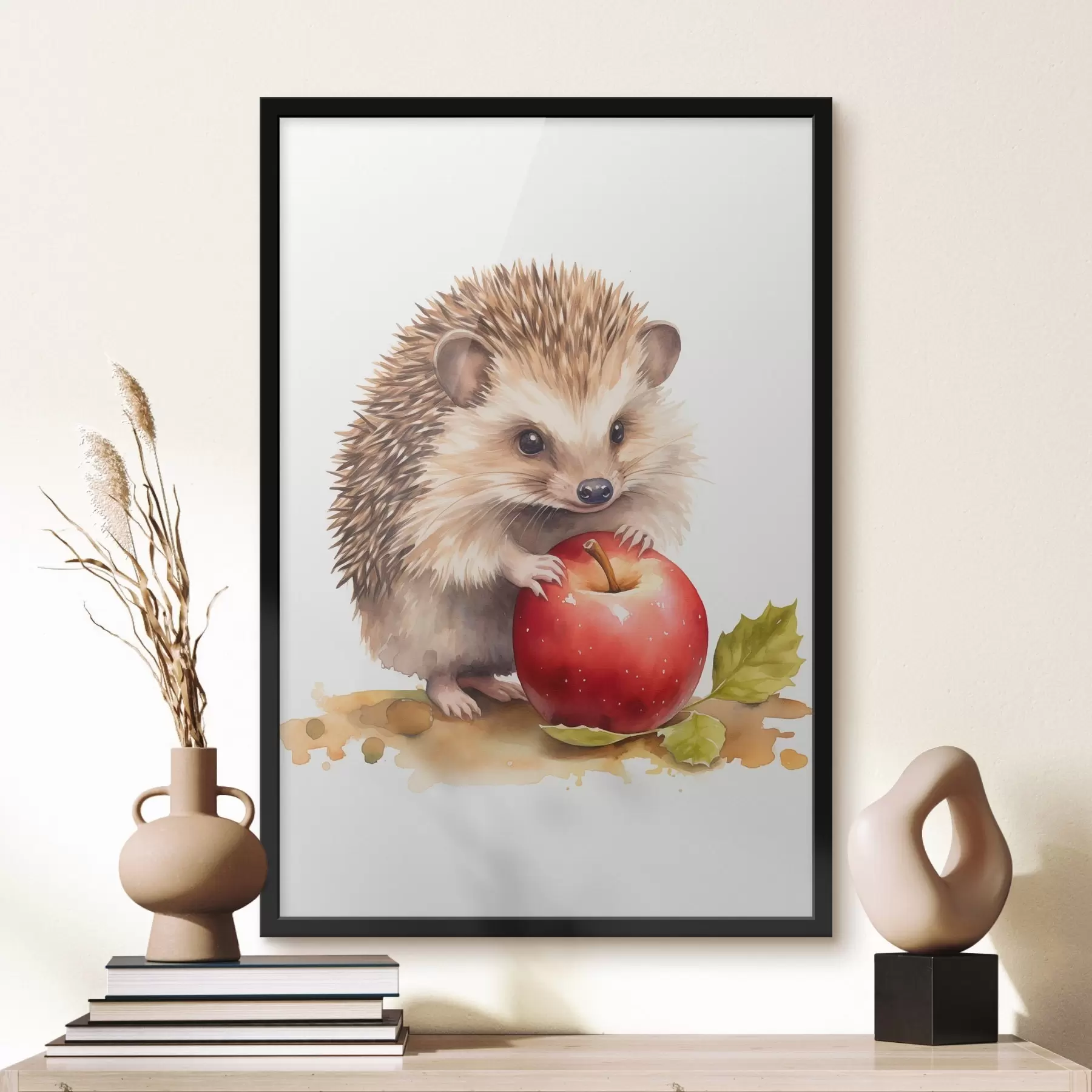 Fototapetai Ežys ir obuolys, imituojamas akvarelis f46769