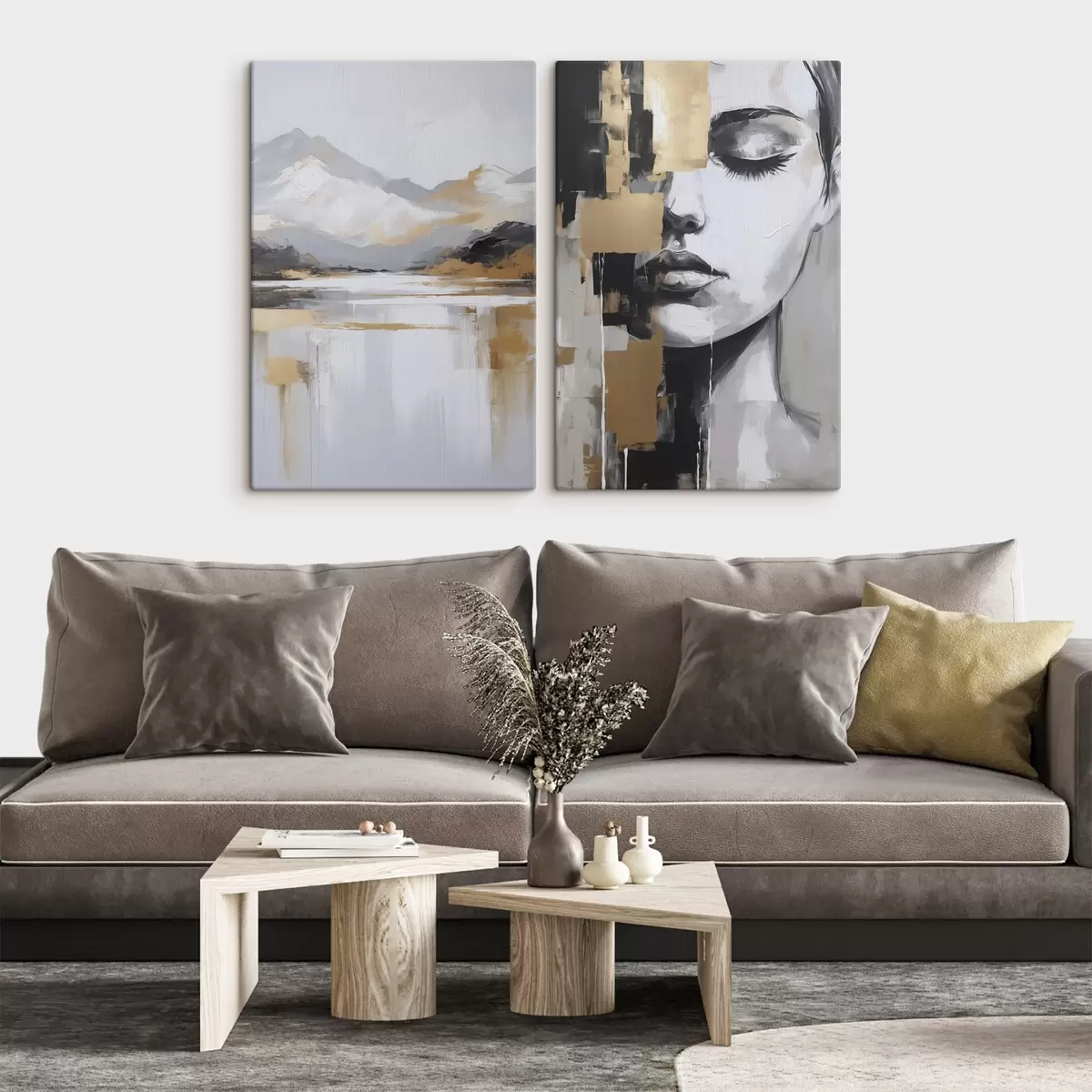 Paveikslėlis Abstraktus kalnų peizažas ir portretas m01058