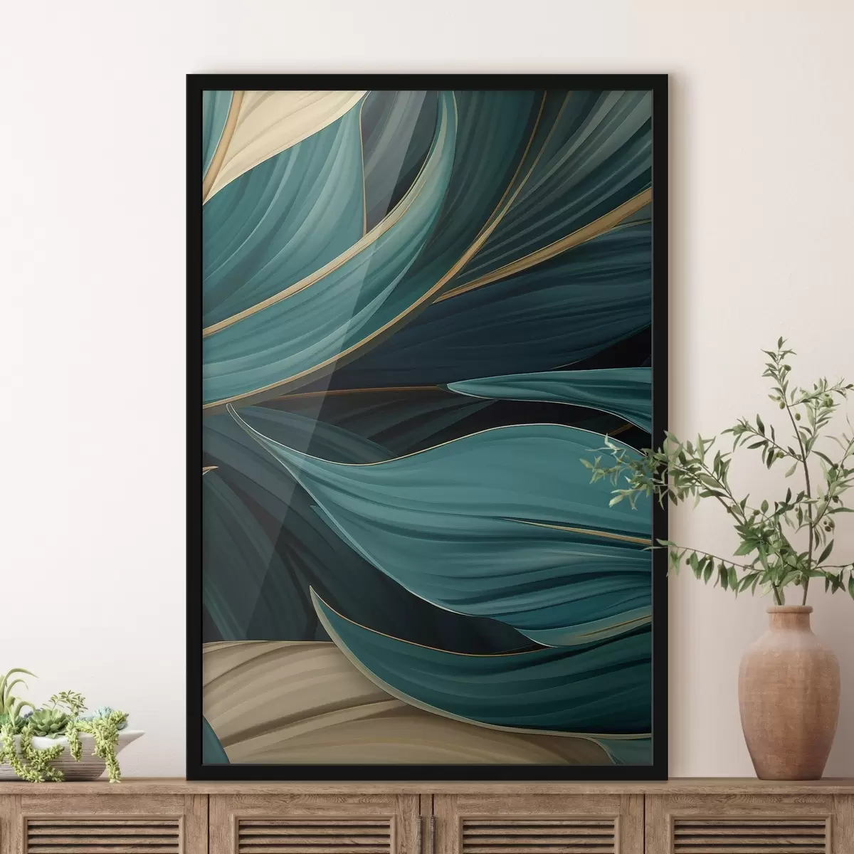 Plakatas Žali abstraktūs lapai f46879