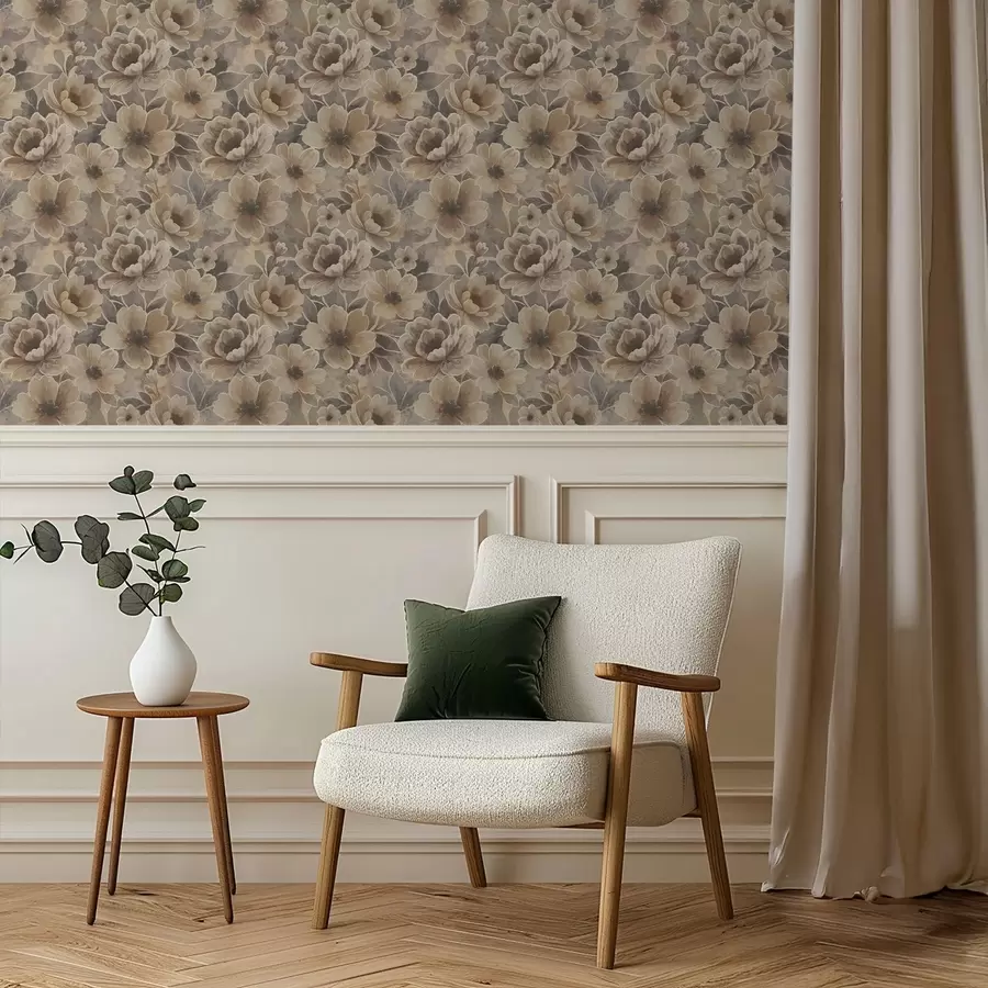 Fototapetai Tapybiniai smėlio spalvos žiedai ant dūminio abstraktaus fono a00884