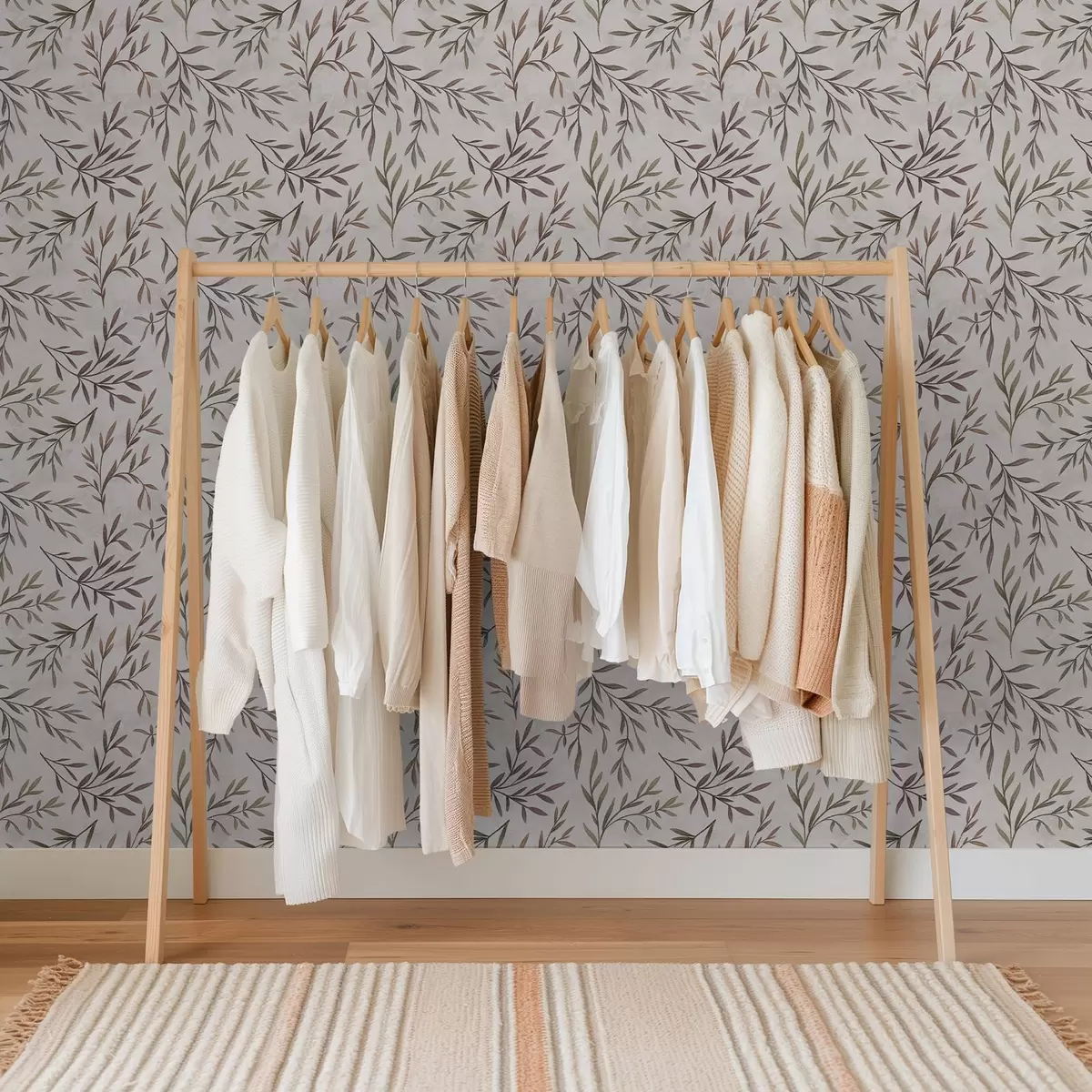 Tapetai Daugiaspalvės šakos su lapais ant šviesaus fono a00936v3