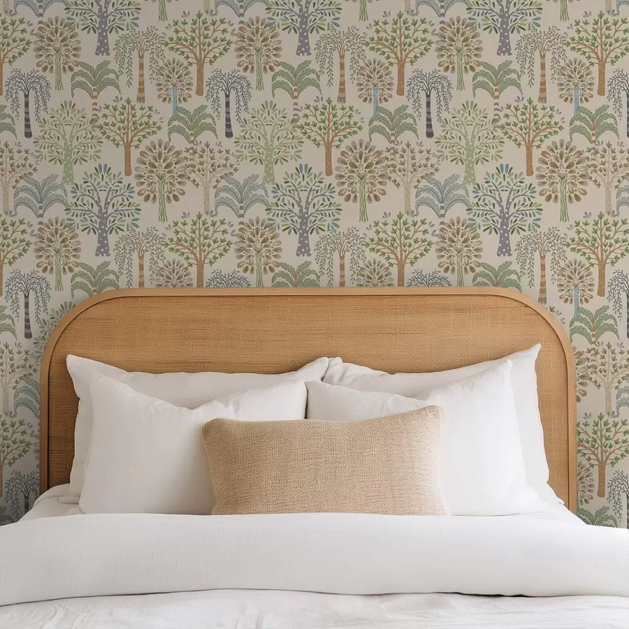 Fototapetai Dekoratyviniai medžiai švelnios natūralios spalvų paletės a00960