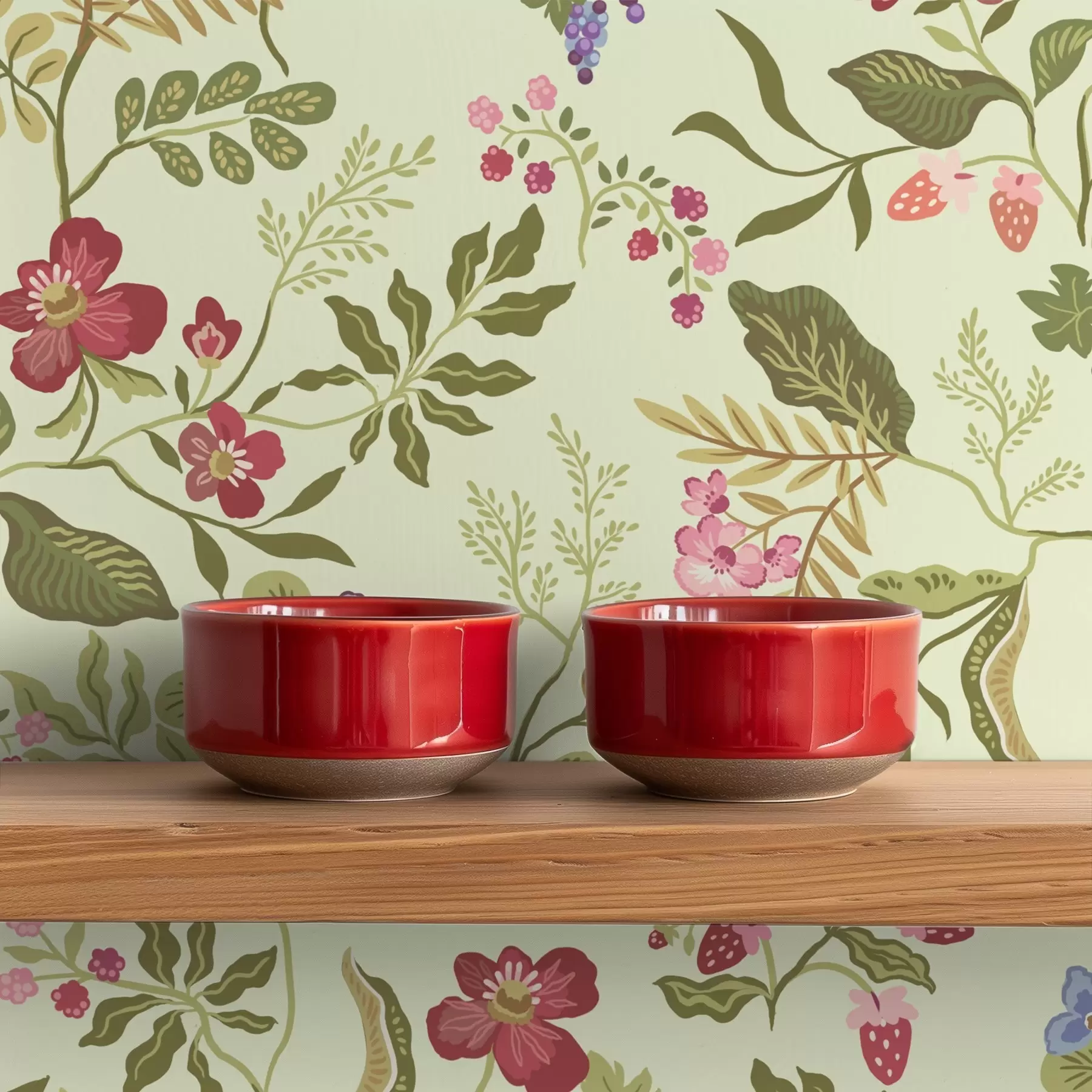 Fototapetai Žydintis sodas su uogomis, vynuogėmis ir laukinėmis gėlėmis a00961