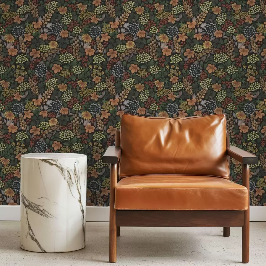 Fototapetai Šiltas naktinis sodas su geltonomis gėlėmis ir sodriais lapais a00996v1