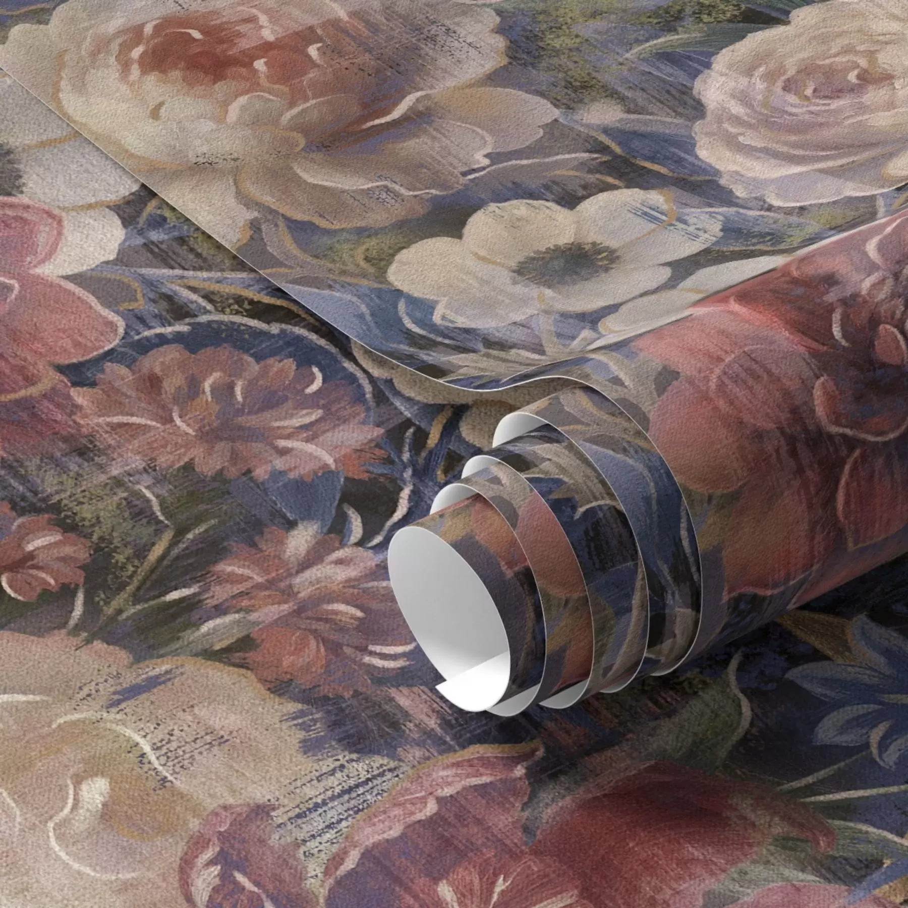 Fototapetai Dailus didelių gėlių puokštė ant tamsiai mėlyno fono a01021