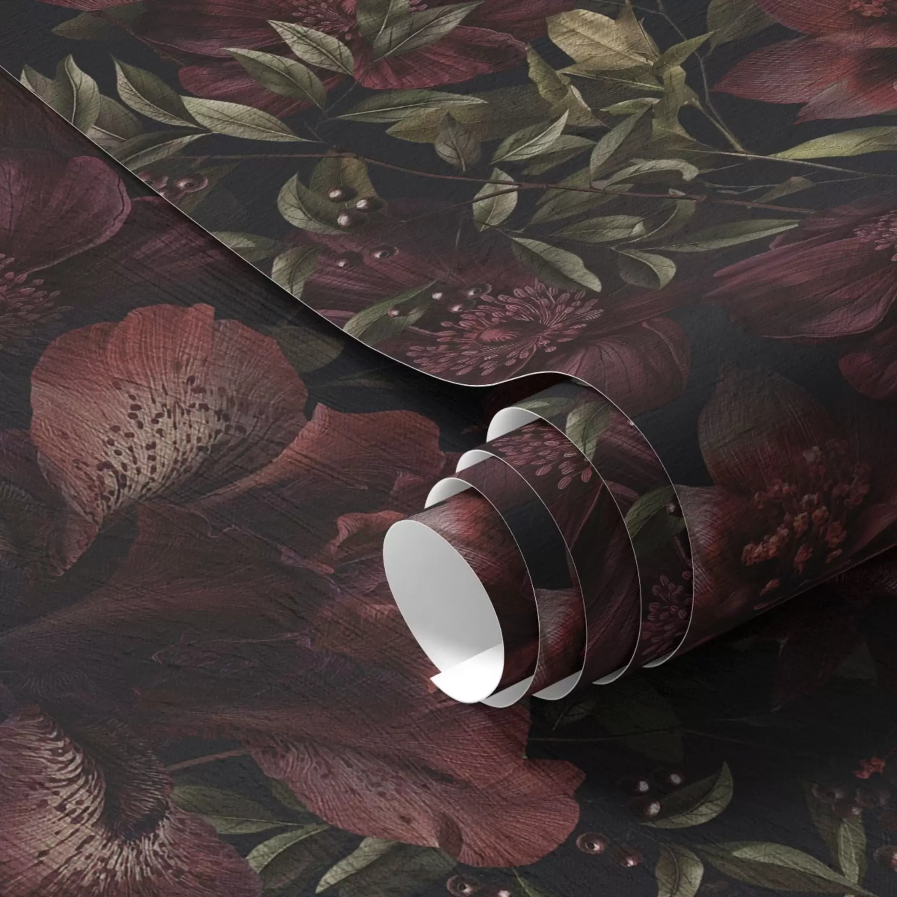 Fototapetai Tamsaus fono ryškiai bordo spalvos gėlės a01032
