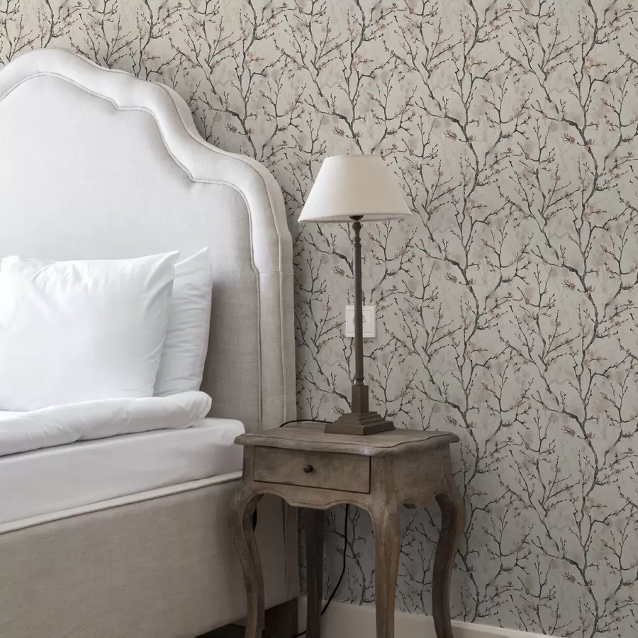 Fototapetai Akvarelinės sakuros šakos ant šviesaus fono a01033