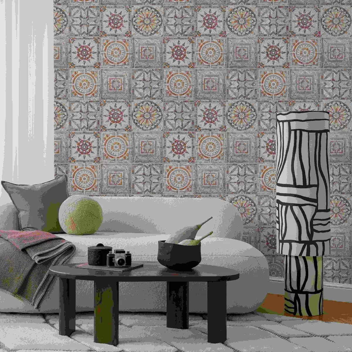 Tapetai Senos akmens mozaikos medalionai su nusidėvėjusiais detalėmis a01042