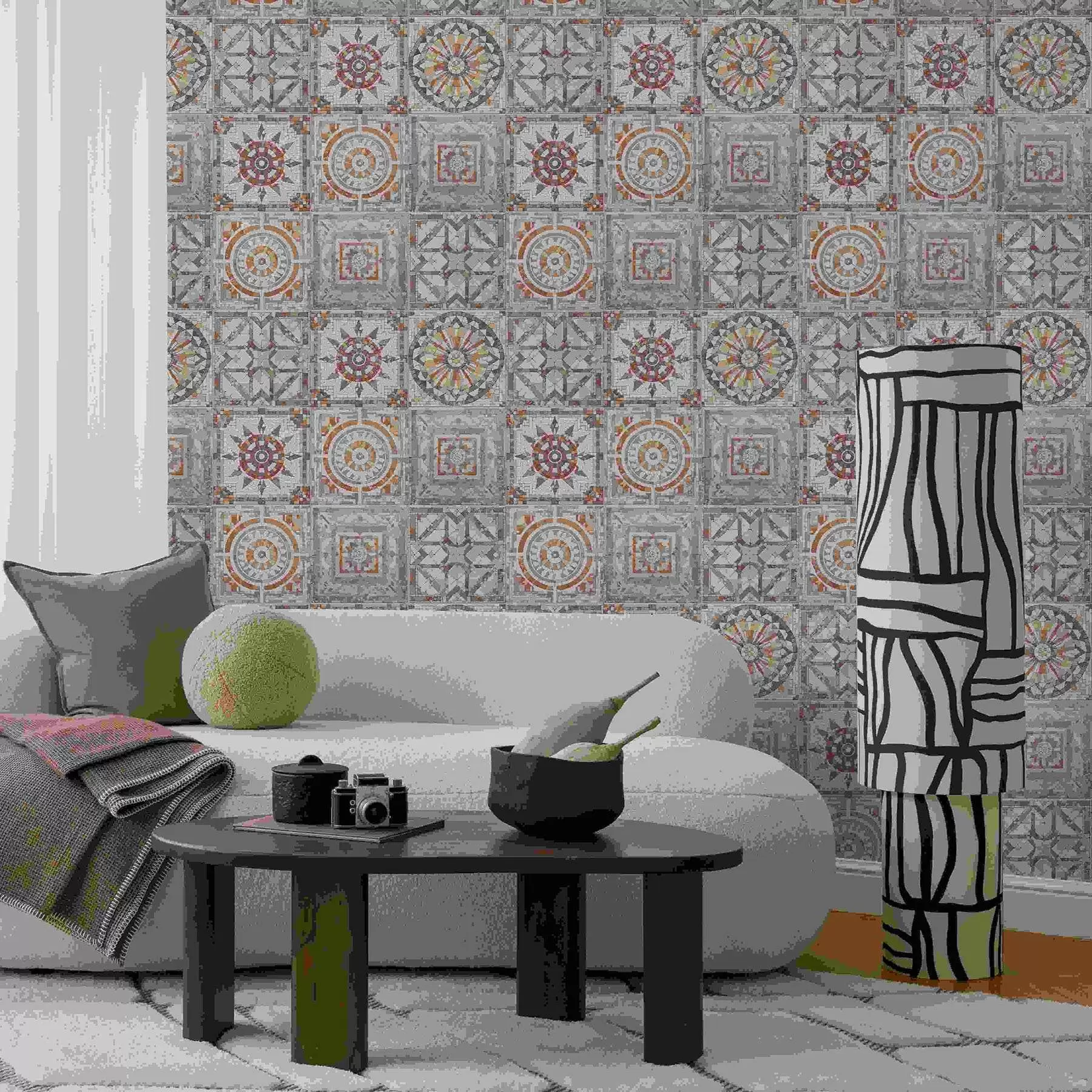 Fototapetai Senos akmens mozaikos medalionai su nusidėvėjusiais detalėmis a01042