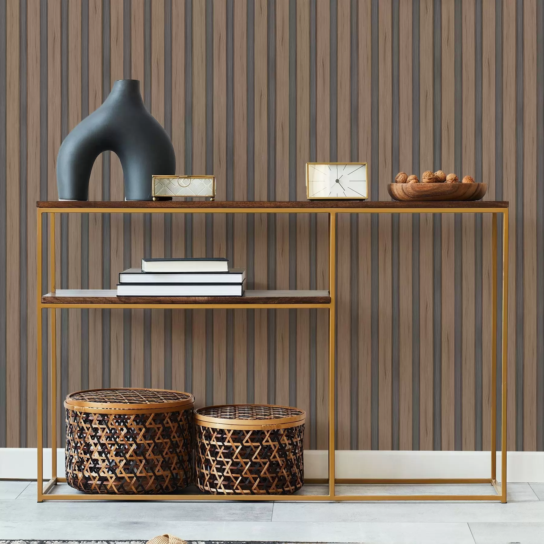 Fototapetai Vertikalios medinės lentelės su tamsiomis įdėklomis a01054