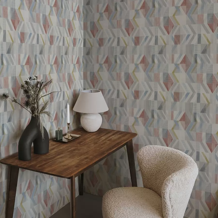 Fototapetai Geometrinės rodyklės pastelinių raudonos ir mėlynos spalvų tonais a01056