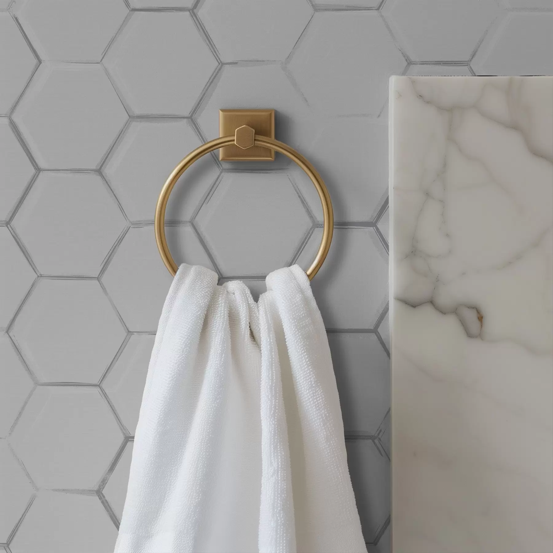 Fototapetai Balta trimatė šešiakampė figūra ant lygaus fono a01059