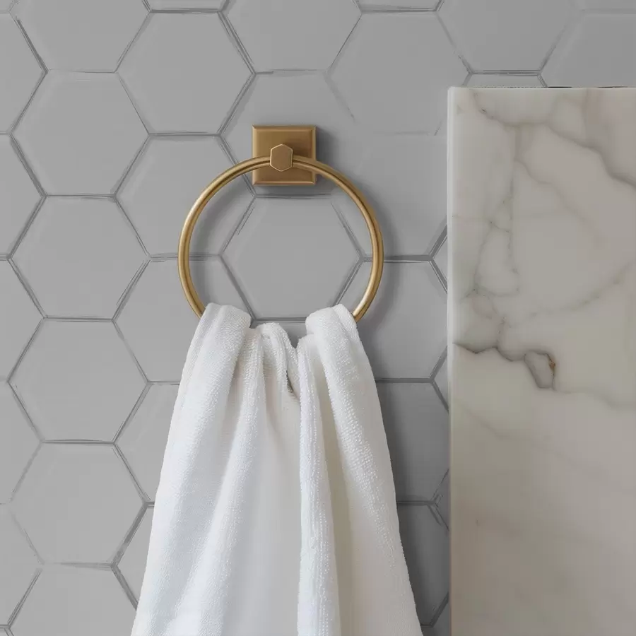 Fototapetai Balta trimatė šešiakampė figūra ant lygaus fono a01059