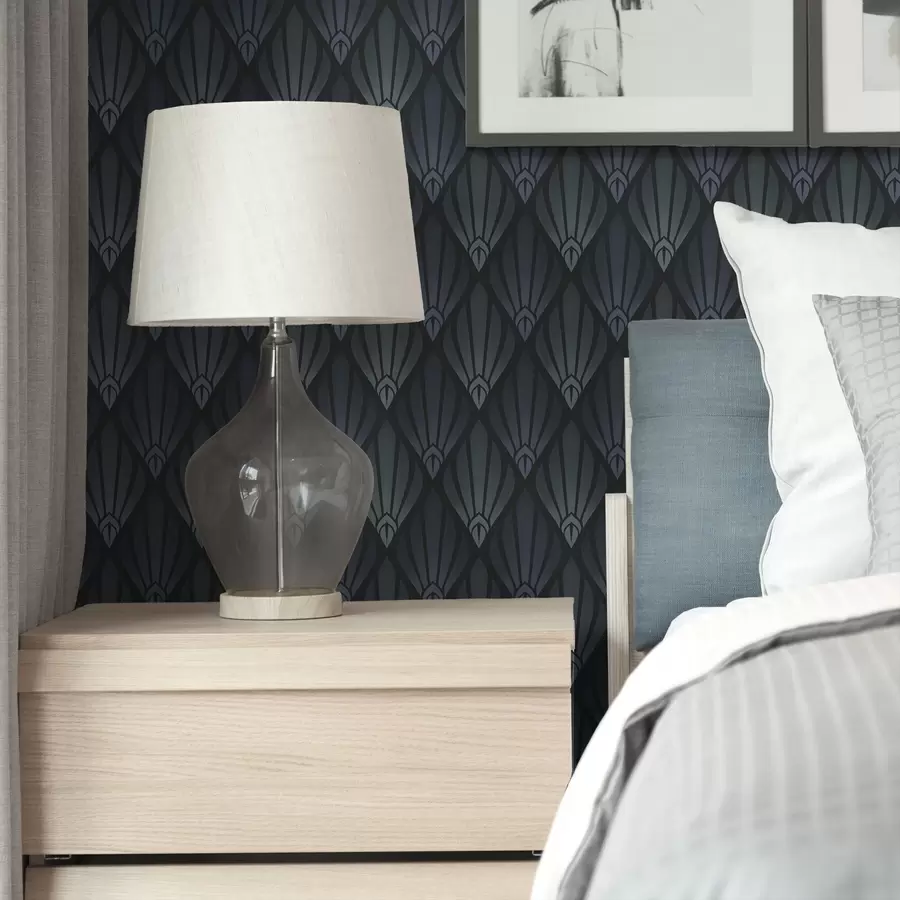 Fototapetai Šaltas mėlynai pilkas Art Deco su vėduoklės formos formomis a01064v3