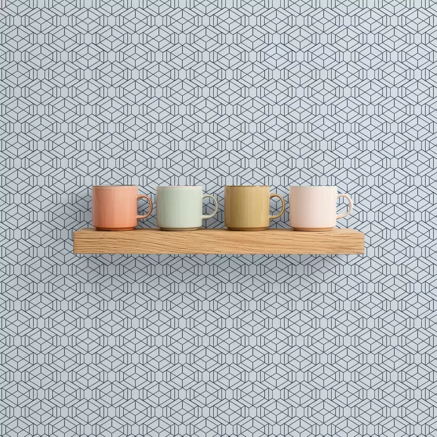 Fototapetai Šviesiai mėlynas geometrinis kubų raštas a01066