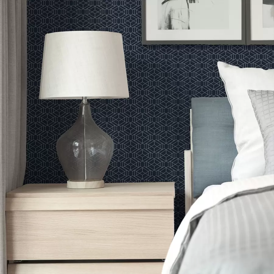 Fototapetai Tamsiai mėlynas geometrinis kubų tinklelis a01066v1